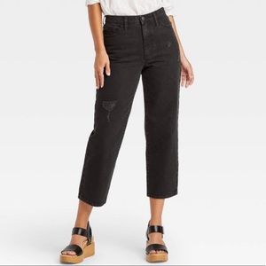 High rise cropped mom jeans